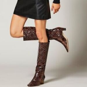 Antonio Melani knee high boots 8.5 brown patent leather Python Mades new $200